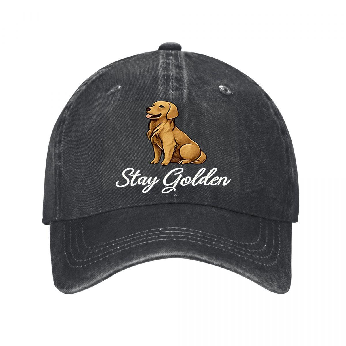 Golden Retriever Stay Golden Baseball Cap Washed Baseball Cap Adjustable