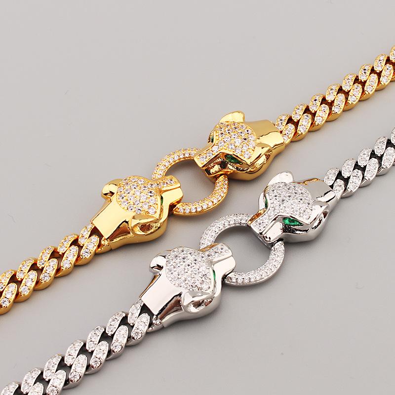 New Hip Hop Double Headed Leopard Bracelet for Men and Women, Hip Hop Style Leopard Head Personalized Jewelry