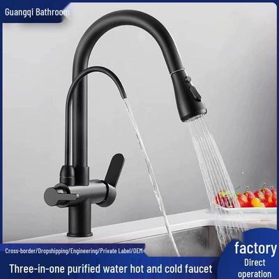 All-Copper Dual-Use Pull-Out Kitchen Faucet with Hot/Cold & Water Purifier