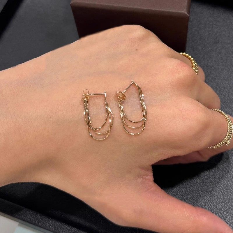 

Fine Gold Three-Piece Cross Tassel Earrings for Women Accessible Luxury Fancy Niche Style Unique Earrings 2025 New Arrival Best Selling Pair of extremely fine tassel earrings