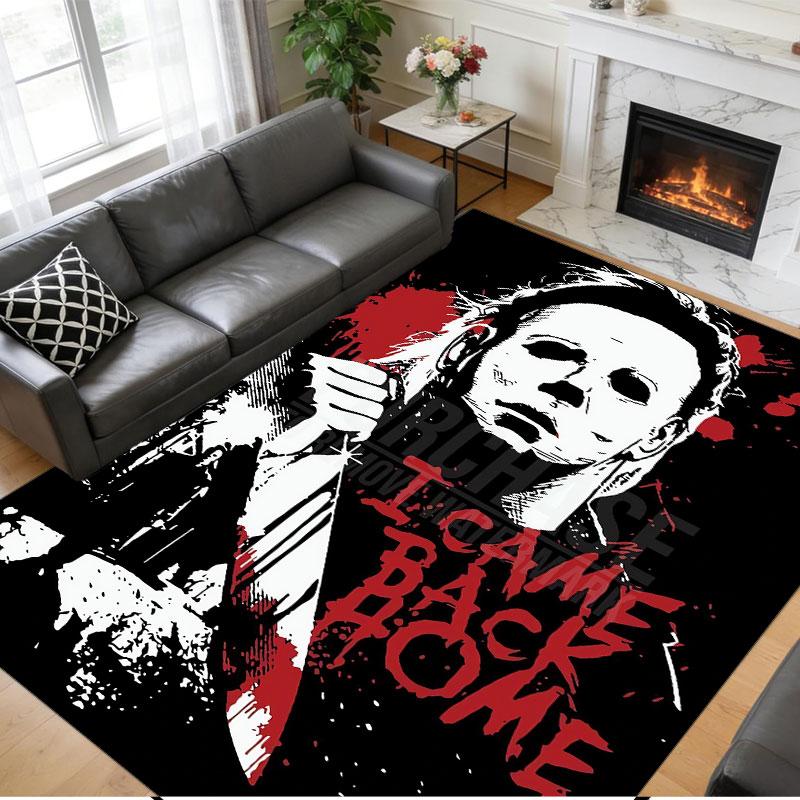 Crystal Velvet Rug Soft Non Slip Indoor Floor Mat Home DecorHalloween Michael Myers