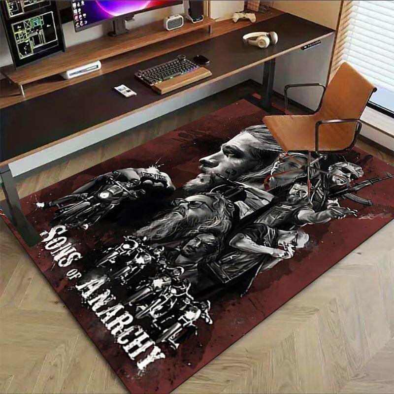 1pc Sons of Anarchy Themed Office Carpet Chair Mats - Durable Polyester Rug for Home Theater, Office, Dorm Room Decor - tA27