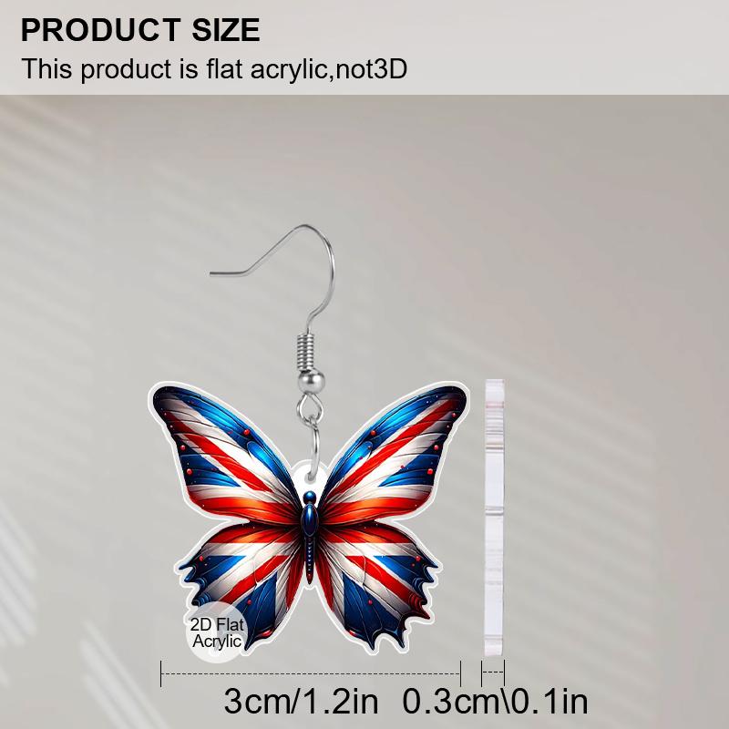 2D Flat Colorful Butterfly England Flag Acrylic Material Dangle Earrings Lightweight Colorful Earrings for Women Jewelry Gifts
