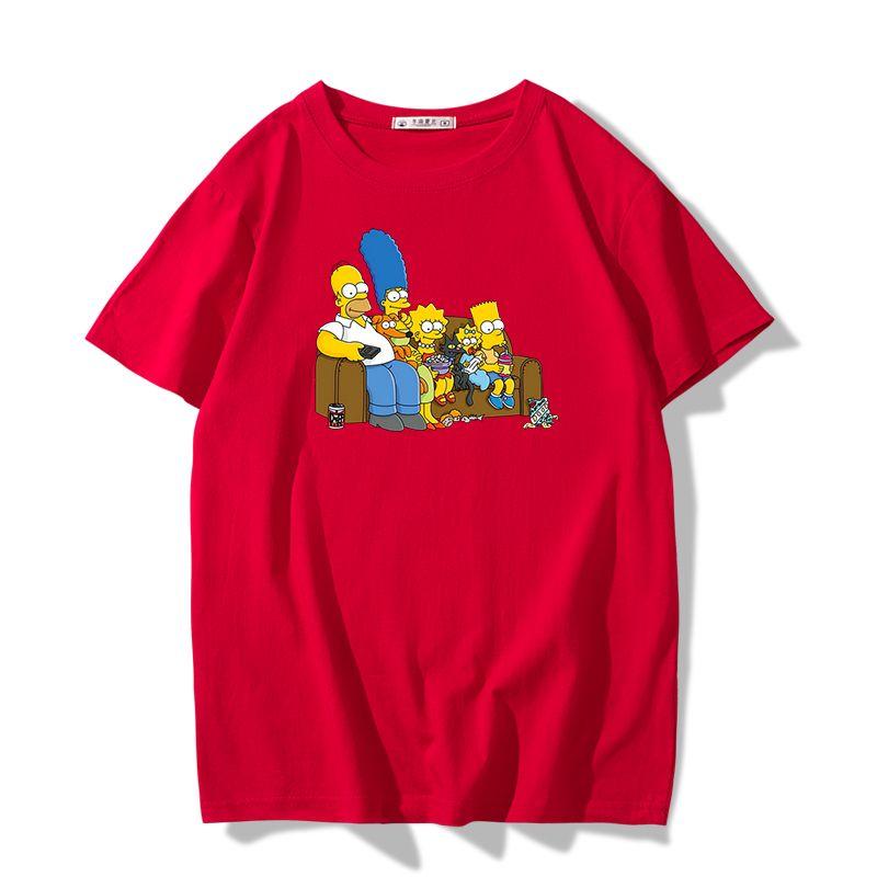 Simpsons Fun Printed Tshirt Unisexs Fashion Trend Top Unisexs and Womens Four Seasons Cotton Round Neck Short Sleeve