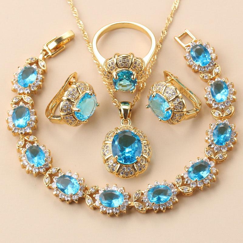 Dubai Luxurious  Gold Plated Zircon Jewelry Sets With  Mark Clip Earrings And Necklace Bridal Costume For Women Gift Box