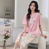 Pajamas Women's 1011 New Summer Women's Modal Cotton Short-sleeved Cropped Pants Show Wan Loungewear Summer Suit