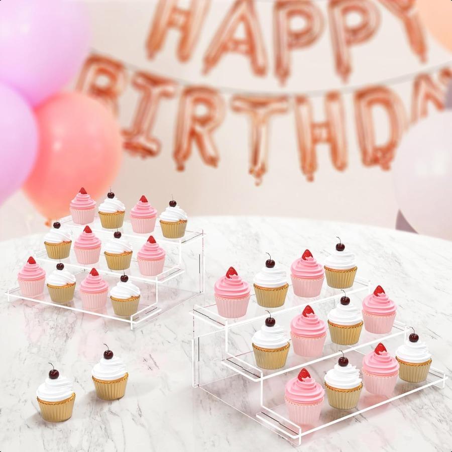 

Акриловые подставки 3-ярусная подставка для кексов Прозрачный органайзер для парфюмерии Подставка-витрина для фигурок и коллекции Desse United States