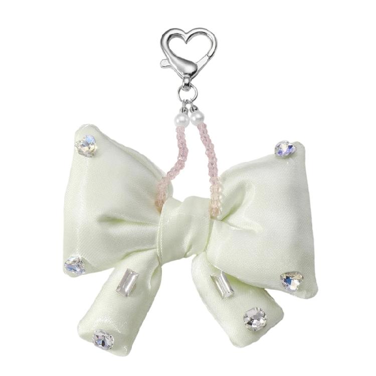 Adorable Rhinestones Bows Keyring Bag Decoration Fabric Multifunctional Keychain Portable Daily Essential