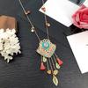 Eastern European style handmade retro fringed long necklace light luxury simple sweater chain crystal pendant versatile accessories