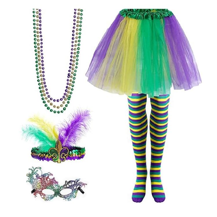 Mardi Gras Party Costume Set Sequins Feathers Headband Eyewear Holiday Supplies