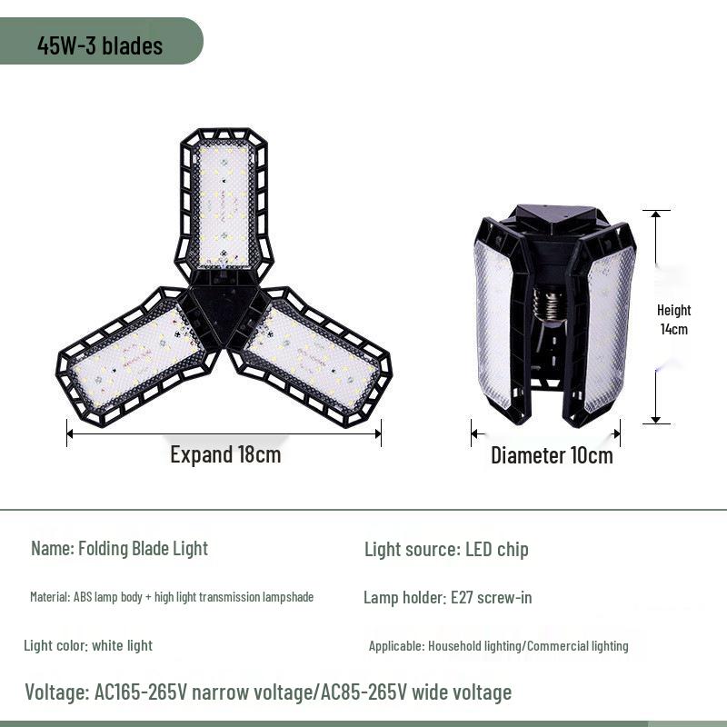 King Kong Folding Leaf UFO LED Bulb E27 Screw Lamp for Home and Garage