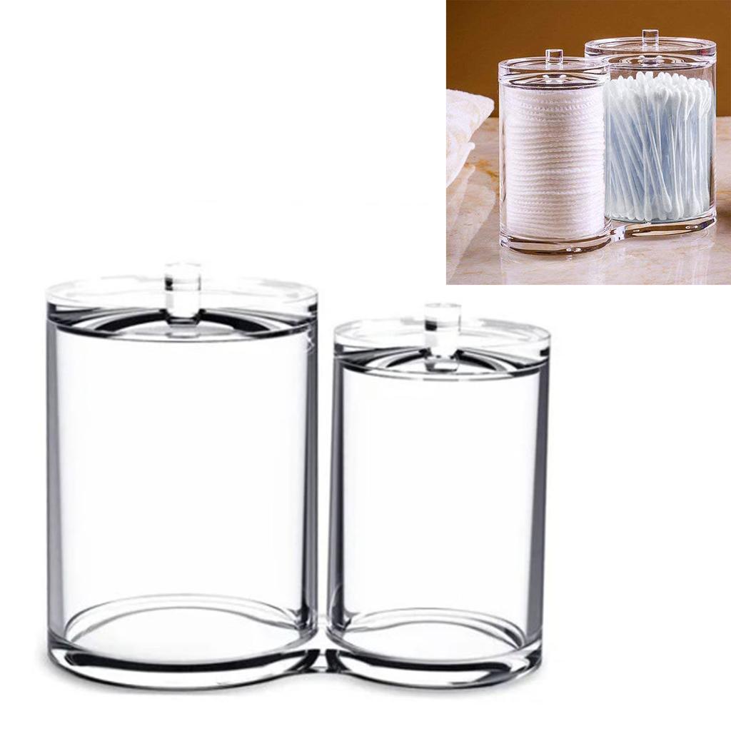 Clear Qtips Holder Plastic Desktop Cosmetic Storage Box for Cotton Ball Cotton Swab Cotton Round Pads Floss