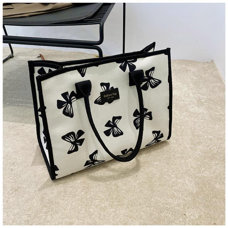 Fashionable and Minimalist 2023 New Summer Large Capacity Flower Canvas Bag Commuting Underarm Handbag Tote Bag