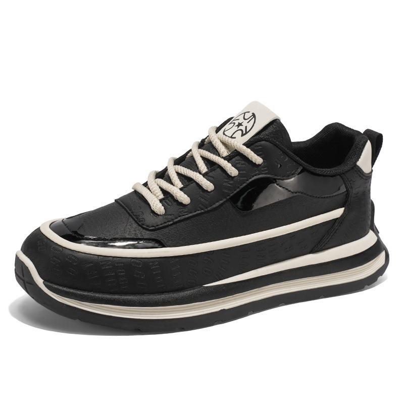 Spring Men's Shoes New Breathable Leather Sneakers Men's Trend Versatile Platform Casual Trendy Shoes