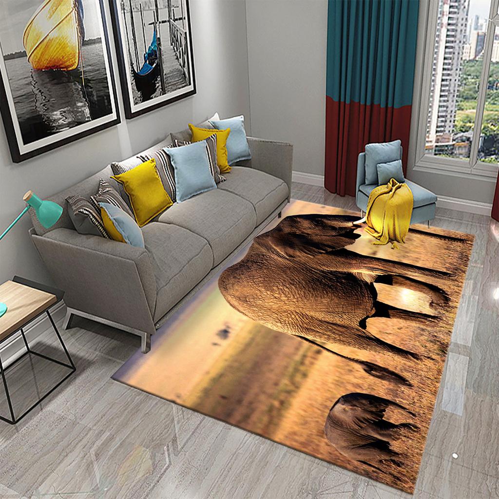 African Elephant Carpet African Animal Rugs for Living Room Bedroom Dining Kitchen Office Bathroom Non-Slip Large Decor Carpet