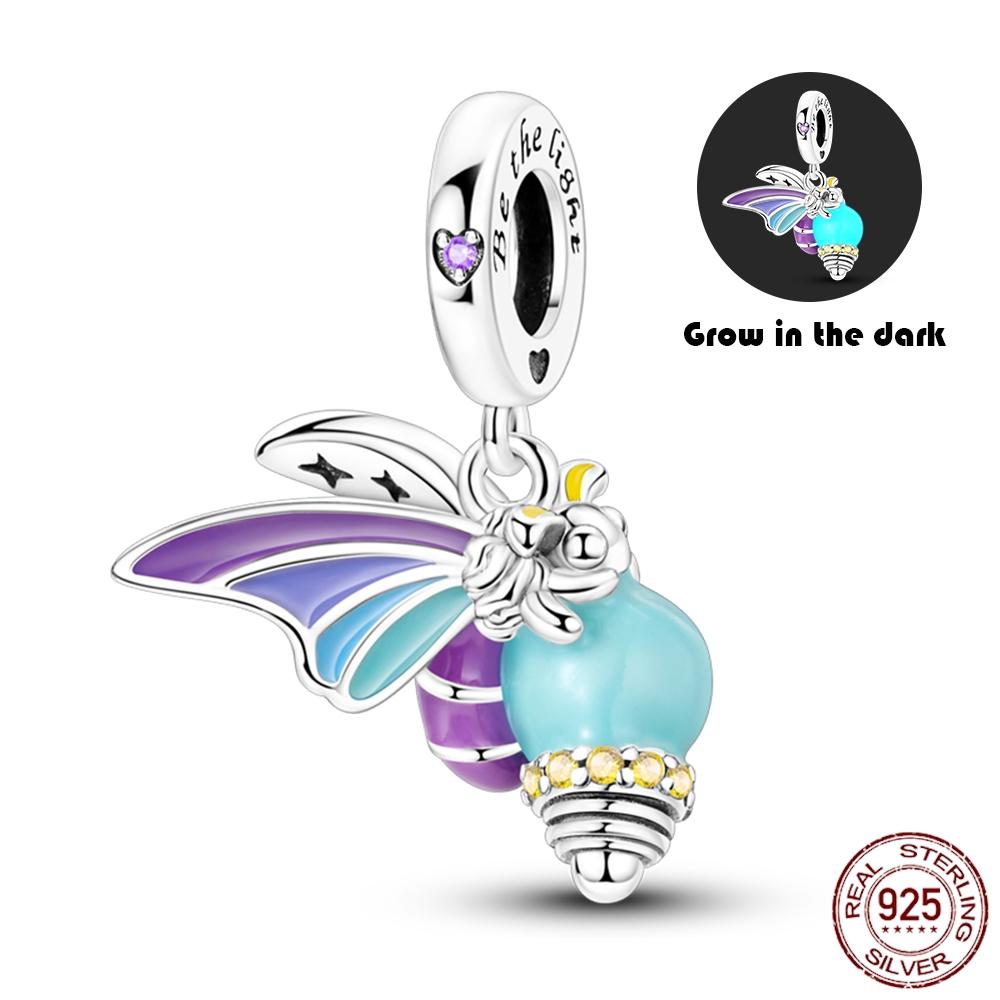 925 Silver Glow in the dark Firefly Honeybee Star Charms Beads Fit 925 Original Bracelets Fine DIY Jewelry Gift Women