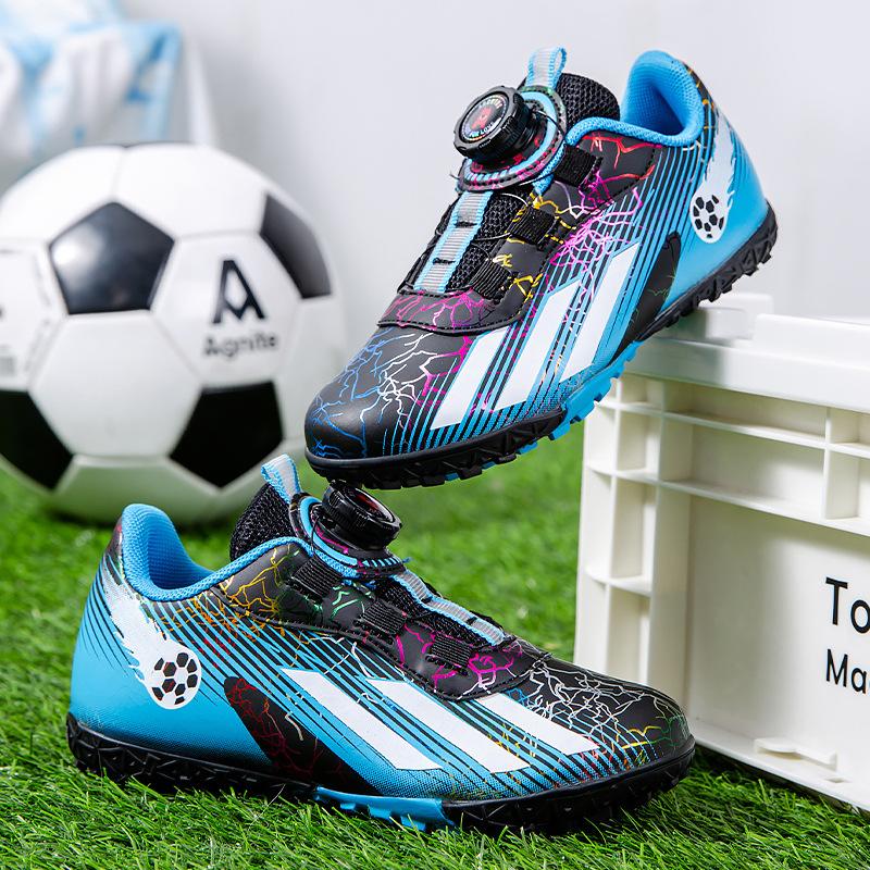 Children's Football Shoes Rotating Button Boys Professional Training Practical Shoes Girls Breathable Non-slip Football Shoes