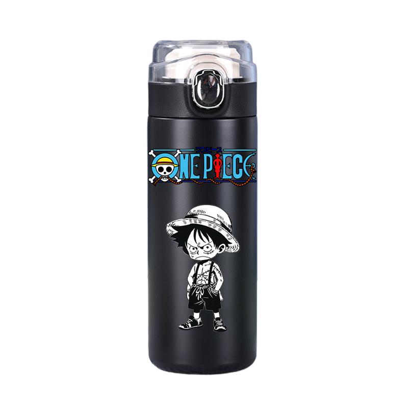 400Ml Anime One Piece Baskılı Termos Şişe Paslanmaz Çelik Kupa Sızdırmaz Vakumlu Matara Termal Kahve Çay Süt Su Şişesi