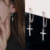 Punk Cross Drop Earrings for Women Men Gothic Hip Hop Long Tassel Hanging Earring Jewelry Gift Bijoux