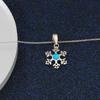 High Quality Genuine 925 Silver Christmas Snowflake Pendant Necklace Blue Opal Sweater Clavicle Chain