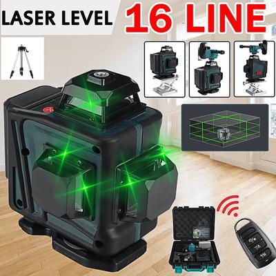 16 Lines 4D Green Laser Level Auto Self-Leveling 360 Horizontal And Vertical Cross Lines Wireless Remote Powerful Green Laser Measure