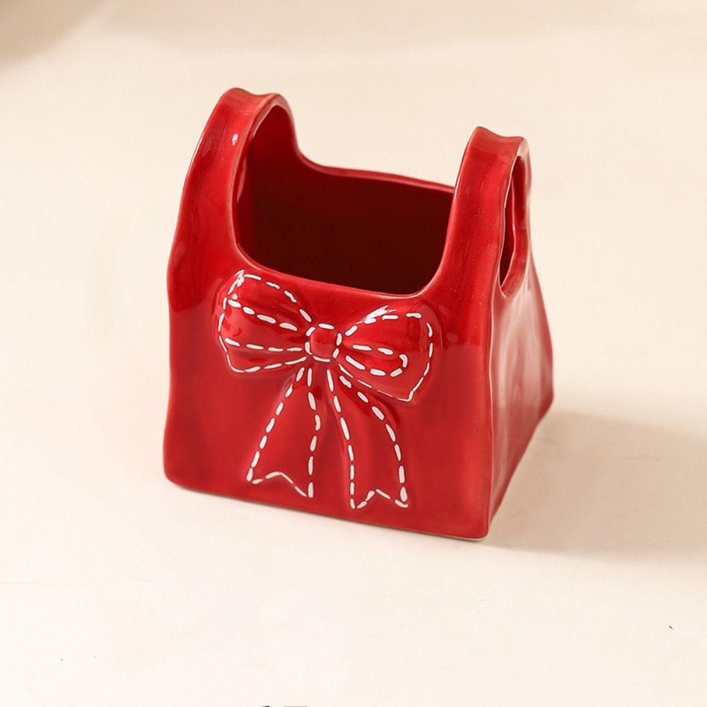 Elegant Ceramic Pen Holder Handmade Craft Minimalist Desktop Storage Box Practical Decorative Desk Sundries Organizer