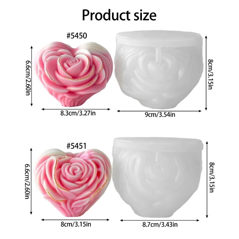 Rose Heart Silicone Candle Molds for Making Candle Soap Home Decoration Multipurpose Silicones Mould for Epoxy Resin