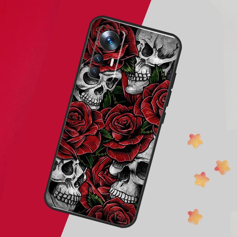 Gothic Floral Skull Case For Xiaomi 14T Pro 11T 12T 13T 13 14 15 Ultra Cover For POCO F7 F6 F5 X3 X5 X6 X7 Pro