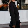 Women's  And Winter Loose Solid Color Stitching Long Sleeved Turtleneck  Knit Sweater Top