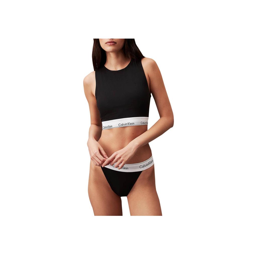 Calvin Klein Modern Attraction Breathable Comfortable Letter Logo Round Neck Backless Tank Top Women Tops Black 000QF7626E-UB1