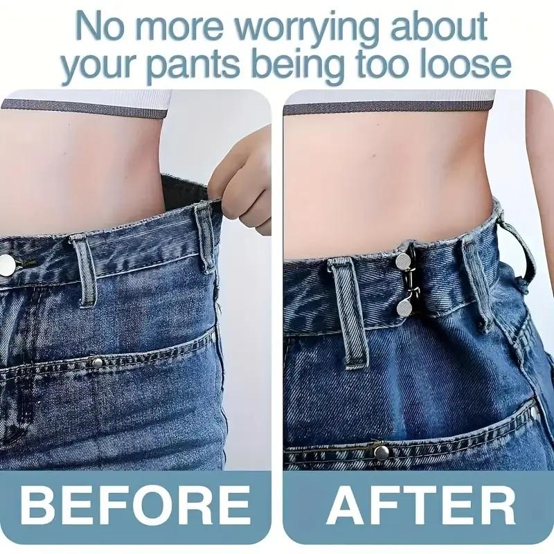 2pcs-Sets Metal Jeans Waist Buckle Adjustable Nail-free Snaps Fastener Button Detachable Waist Tightener Household