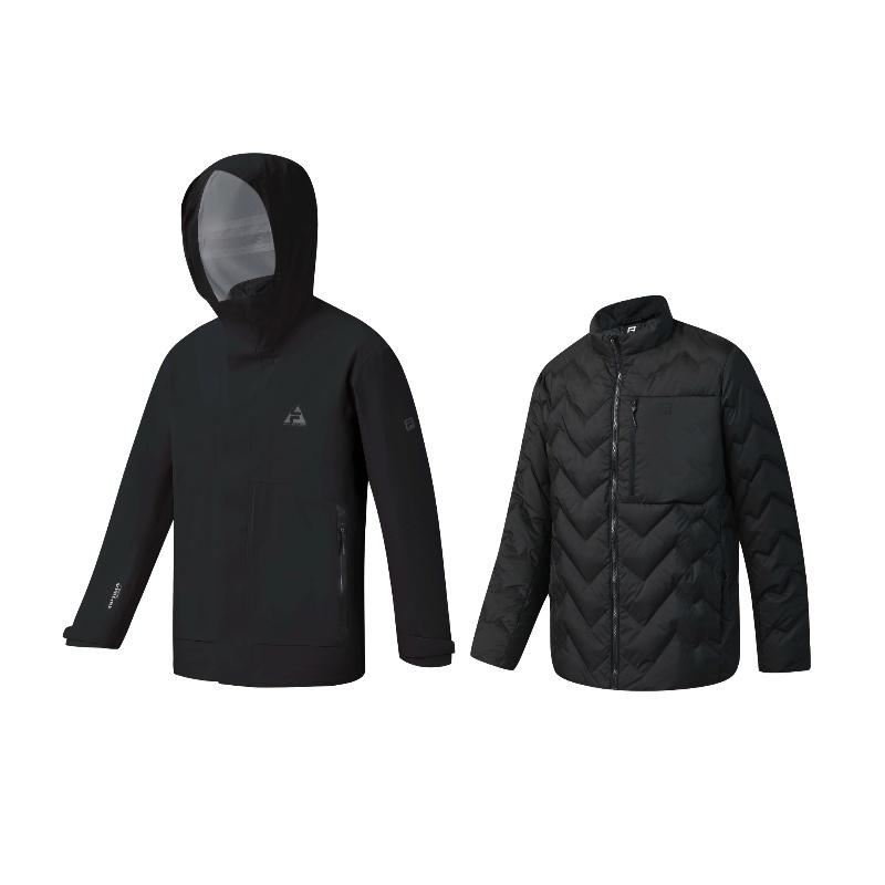 

FILA Explore Breathable Shell Three-In-One Outdoor Hooded Zipper Long Sleeve Waterproof Warm Jacket Men Jacket A11M547908F-BK XL