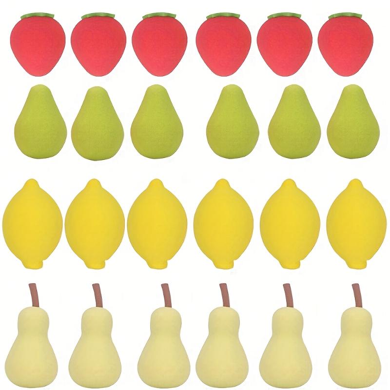 4 Stück/Box Make-up-Schwamm-Set Niedliche Frucht-Kosmetikschwämme für Foundation, Concealer, Puder, Gesichts-Make-up-Mixer, Schönheitswerkzeuge, Birne