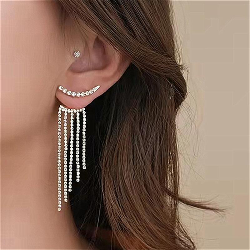 Luxury Women's Earrings Rhinestone Fringe Hanging Zircon Earrings New Shiny Wedding Statement Party Jewelry Gifts