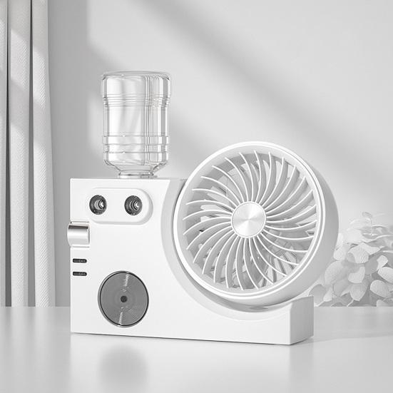 Portable Mist Table Fan Ultra-Quiet Operation Desk Fan with Cooling Mist Spray USB Rechargeable Desk Fan for Office Home Travel Bedroom