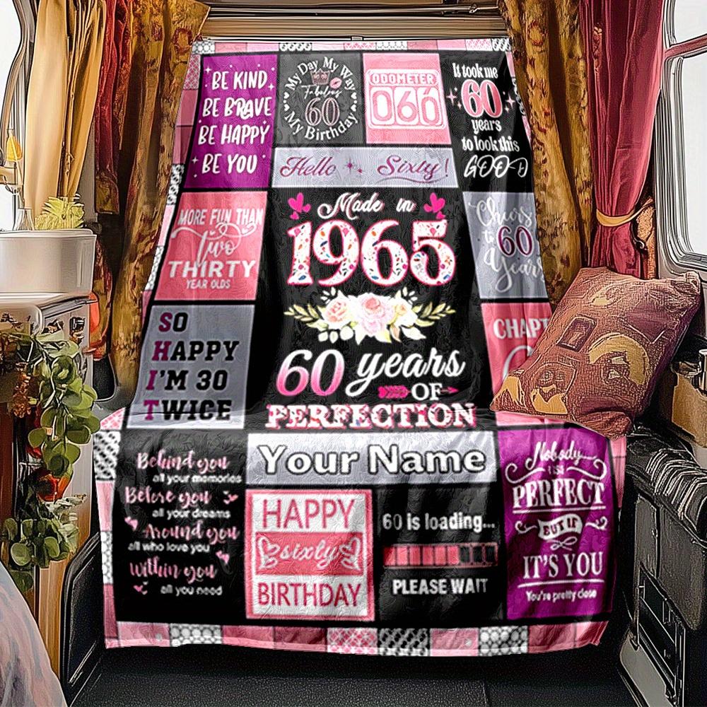 Happy 60Th Birthday Queen Blanket Personalized Name Soft Comfortable Stylish Blanket Car Blanket Perfect For Travel Camping Outdoor Home Suitable For