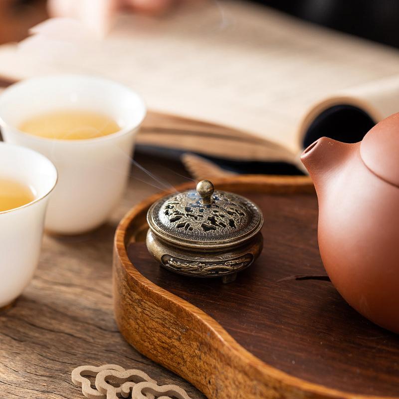 New Retro Opper Incense Burner Twelve Zodiac Signs Burner Brass Incense Holder With Cover Sandalwood Cense Buddhism Home Decor