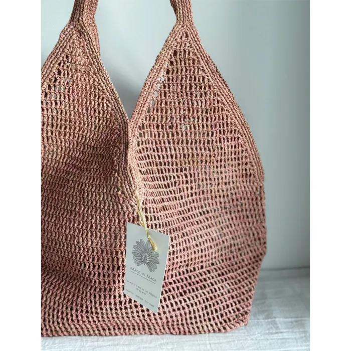 Raffia Bag Handmade Crochet MADE IN MADA OMBINISOA BAG (LIGHT PINK)