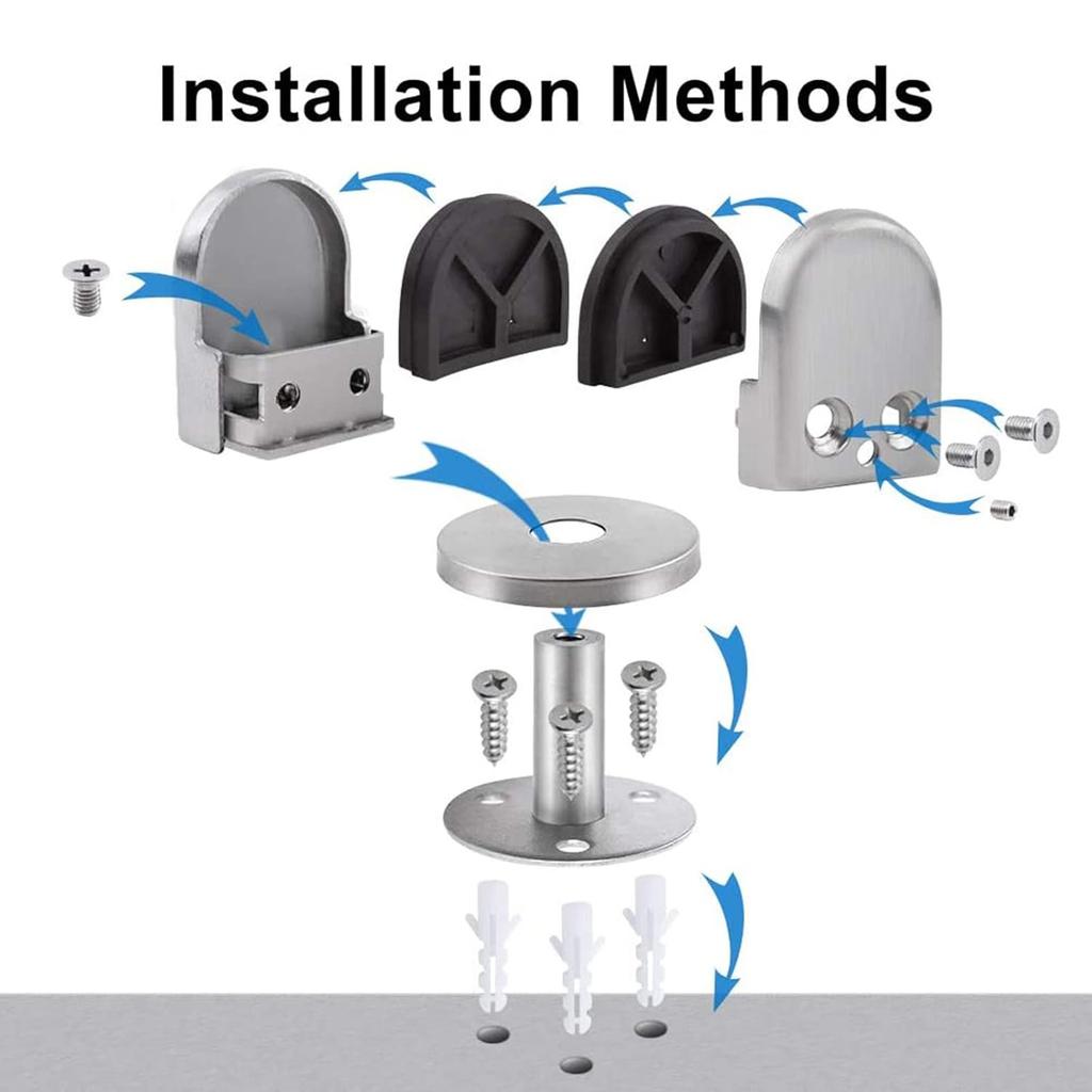 Pachet de 2 Cleme de Sticlă din Oțel Inoxidabil Argintiu Periat pentru Stâlpi de Montaj Panou Gard Piscină 8 10mm Suporturi pentru Sticlă