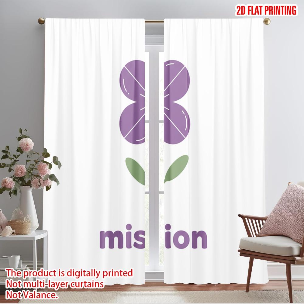

2pcs 2D flat printing Scene Curtains Purple Flower Mission Polyester Without Electricity Party Decorations Perfect for Outdoor 52.50×116.00 CM 2pcs