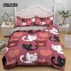 Cat Duvet Cover Set Digital Different Color Cartoon Cute Cat Bedding Set Bedclothes Double Queen King Size Polyester Qulit Cover
