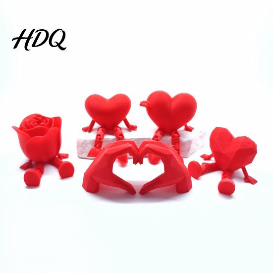 Desktop Storage Ornament Heart Rose Ornament 3D Printed Red Pen Holder Bendable