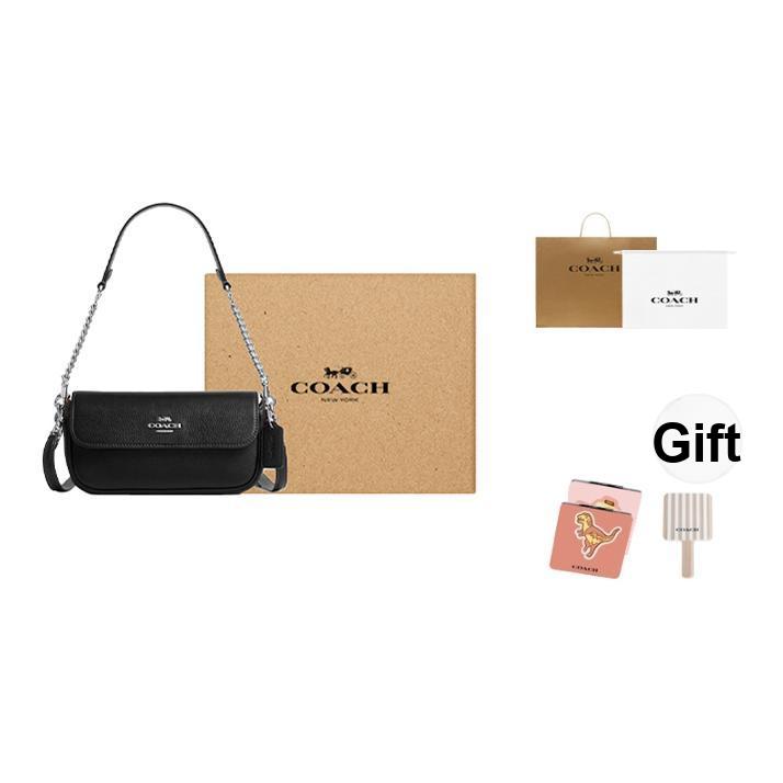 Coach Hailey 20 Brand Micro Logo Detachable Shoulder Strap Leather Crossbody Handbag Small Women handbag Black CAN72-SVBK