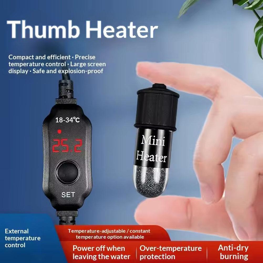 Mini Aquarium verwarmingsstaaf Vissenkom Aquarium Verwarmer Dompelbare Thermostaat Verwarmer 18-34°C Instelbare Temperatuur USB Opladen