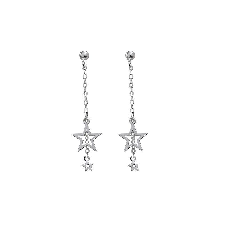 Boucles d'oreilles à tige en argent sterling S925 avec pentagramme et pompon Sense XINGX High Sense Frosty Style Boucles d'oreilles
