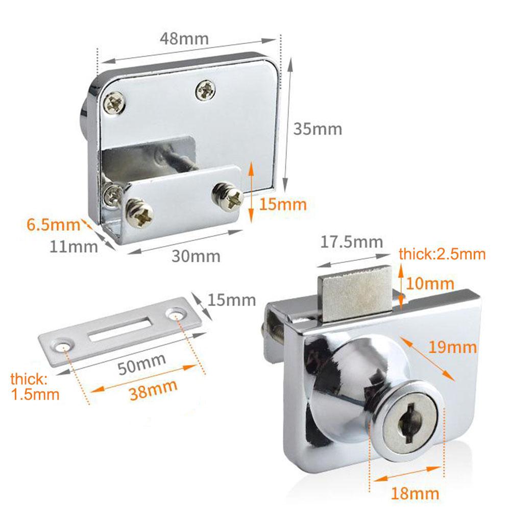Glass Cabinet Double Door Lock Display Cabinet Lock No Opening With Key No-opening Display Cabinet Mobile Phone Counter Locks