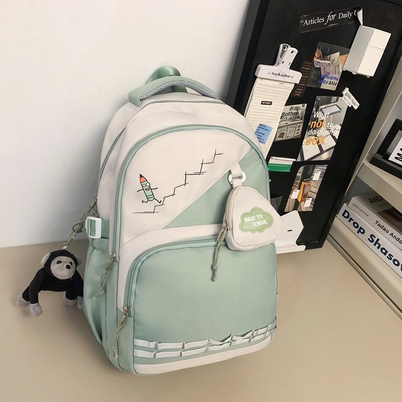 Schoolbag schoolbag female junior high school student college student backpack large capacity versatile contrasting splicing ins couple backpack