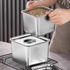 Stainless Steel Square Seasoning Box with Handles Heavy-Duty Storage Container for Lard Sauces Condiments Rust-Proof Spice Box for Home Commercial