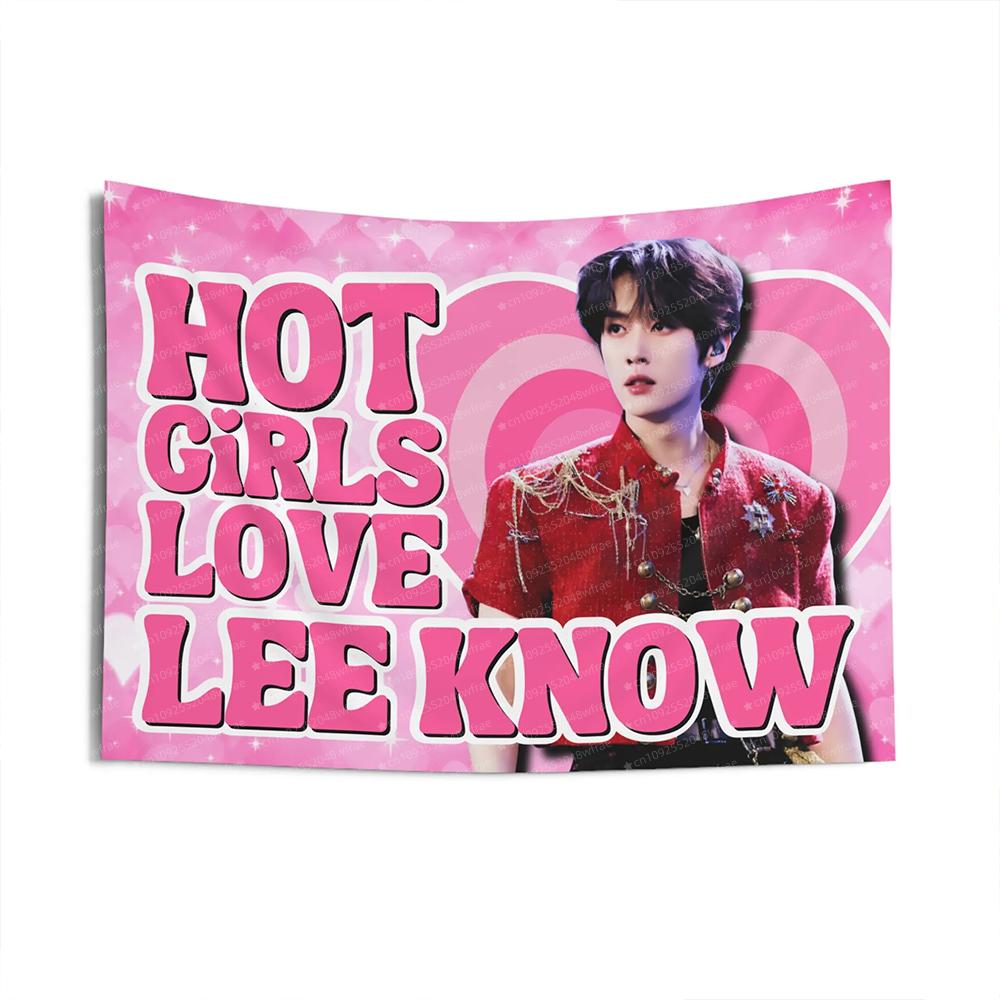 1PC SKZ Lee Know Hot Pop Concert Banner Tapestry Kpop Vibrant Banner with Spicy Girl Loves Stars Design Furniture Decoration 74x94cm(29x37in)
