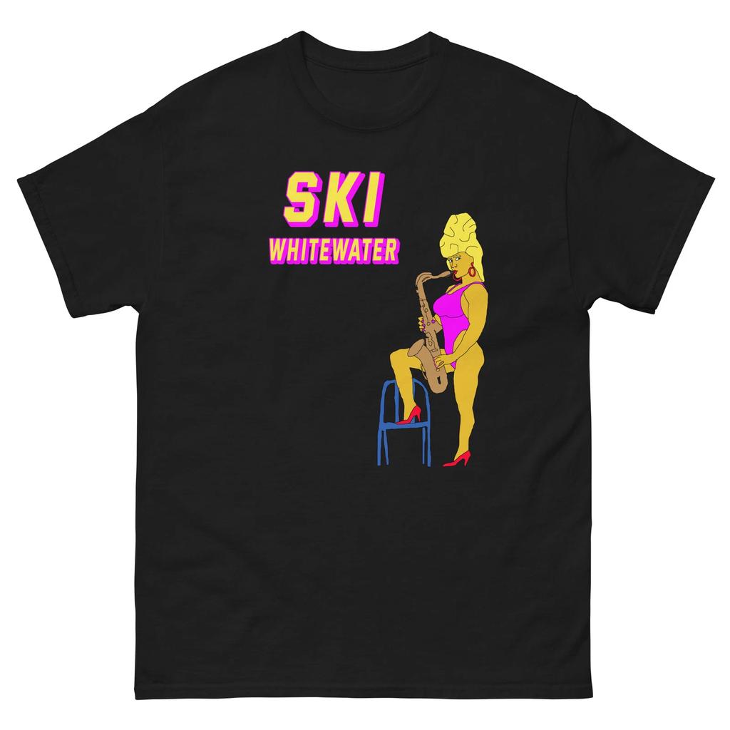 Whitewater Ski Saxophone Lady Skier Skiing T-Shirt